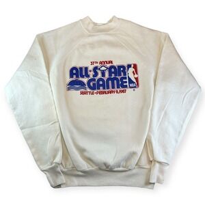 Vintage 1987 NBA All Star Game Seattle Washington Crewneck Sweatshirt Size L